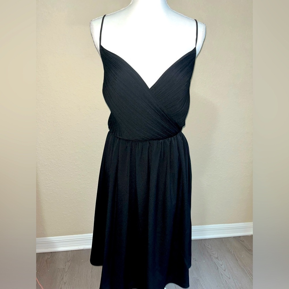 Banana Republic Black Chiffon Pleated Cocktail Dress, size 16
